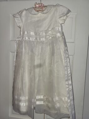 Talbots Kids White Satin & Organza Bow-Accent Formal Dress for Girls